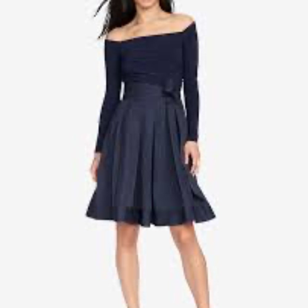 EUC Lauren Ralph Lauren Jersey & Taffeta Party Cocktail Dress Size 22W - Picture 1 of 8